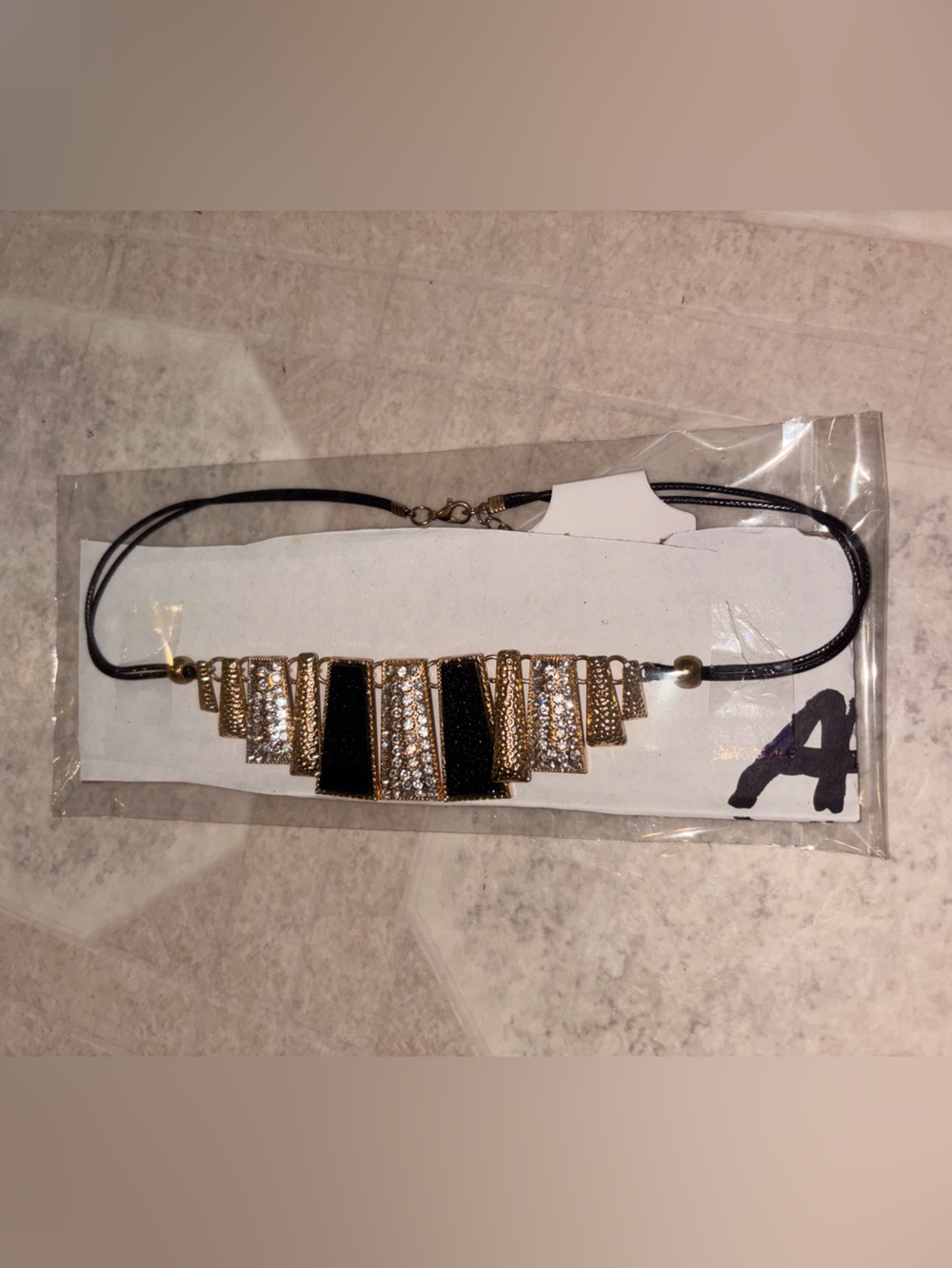 Gold and Black Rhinestone Accent Headband